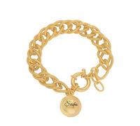 OAK & LUNA - Bracelet à breloques personnalisé en forme de sphère gravée avec option de zircone cubique - Argent sterling, vermeil or 18 carats - Cadeau délicat pour femme, elle - Bijoux personnalisés