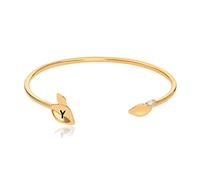 Oak&Luna Bracelet manchette personnalisé Initiale Feuilles avec Oxyde de Zirconium Bijoux de Créateur pour Femme Cadeau Délicat pour Noël, Fête des Mères, Anniversaire - Taille Unique - Argent