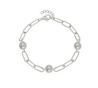 OAK & LUNA - Bracelet sphère design avec chaîne trombone en argent sterling 0,925 et vermeil doré - Bijoux pour femme - Cadeau délicat pour la fête des mères, Noël, anniversaire, Argent sterling, Pas