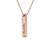 OAK&LUNA - Collier avec barre pilier 3D personnalisable - Pendentif gravé avec nom personnalisé - Cadeau pour femme, elle, maman pour la fête des mères, Various, Argent sterling, Diamant créé