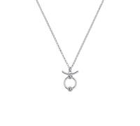 OAK & LUNA - Collier Sing Zodiac Sing - Pendentif signe astrologique moissanite sur chaîne rolo de 45,7 cm - Disponible en or vermeil 18 carats ou argent sterling, 18" Rolo Chain, Argent sterling, or