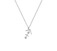 OAK & LUNA - Collier Sing Zodiac Sing - Pendentif signe astrologique moissanite sur chaîne rolo de 45,7 cm - Disponible en or vermeil 18 carats ou argent sterling, 18" Rolo Chain, Argent sterling, or