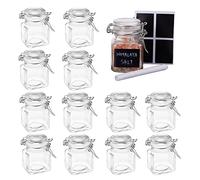 Oak & Steel - 12 Mini Pots à Épices en Verre Hermétique, Petits Bocaux en Verre avec Clip, 24 Étiquettes & Stylos à Craie (100ml) - Solide & Pratique - Rangement Épices de Cuisine
