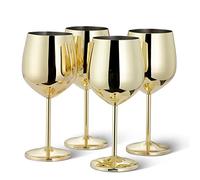 Oak & Steel - 4 Élégants Verres À Vin En Acier Inoxydable Couleur Or, 500ml - Set De Verres Incassables, Pour Mariages, Anniversaires, Fêtes De Fin D'année