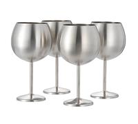 Oak & Steel - 4 Grands Verres à Cocktail Gin Tonic Ballon en Acier Inoxydable (XL 700ml) - Argent Mat - Solide & Incassable - Fêtes en Plein Air, Pique-niques, Plage & Piscine