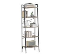 Oak & Tea Étagère à 5 niveaux, étagère à échelle, 172 cm, étagère étroite ouverte, cadre en acier, design industriel, pour bureau, salon, chambre à coucher, gris