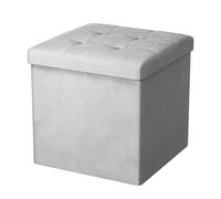 Oak & Tea Pouf Coffre de Rangement Tabouret de Rangement Pliant Repose-Pieds Pouf de Pliable Cube avec Couvercle Amovible pour Salon Chambre Gris Clair 38x38x38cm