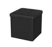 Oak & Tea Pouf de Rangement en Cuir synthétique, Tabouret Pliable avec Rangement, Petit Cube Repose-Pieds, Banc de Rangement Compact pour Salon, Chambre à Coucher, 30 x 30 x 30 cm, Noir