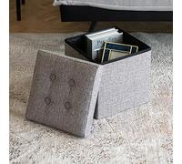 Oak & Tea Pouf de Rangement Pliable - Petit Repose-Pieds - Cube de Rangement - 3 boîtes de Rangement avec Couvercle - Coffre pour Chambre à Coucher et Salon - Gris brunâtre - 30 x 30 x 30 cm
