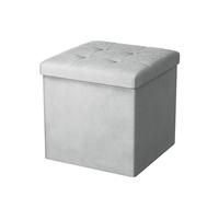 Oak & Tea Pouf Rangement Pliable, Cube Tabouret de Rangement, Petit Pouf Coffre en Cuir pour Chambre Salon Repose, 38x38x38cm, Gris