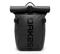 OAK25 Sac à Dos Rolltop Réfléchissant Femmes & Hommes Noir - LumoSense Rolltop Lite - Roll Top Backpack pour Travail Uni Vélo - Compartiment pour Ordinateur Portable 16 Pouces - Daypack 19L