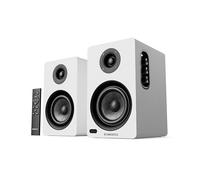 Oakcastle BK100 Enceinte Active Bluetooth 5.4 | 60w 2.0 Haut Parleur PC Gamer | Enceinte TV avec HDMI Arc | Enceintes pour Platine Vinyle | Enceintes Amplifiée HiFi avec Télécommande Incluse (Blanc)
