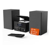 Oakcastle DAB150 Mini Chaine HiFi CD Bluetooth avec Radio Dab+/FM | Système stéréo HiFi compact, deux enceintes externes, Bluetooth, lecture MP3 via USB, entrée AUX, Télécommande, Double alarme