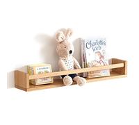 OAKERLAND Bibliothèque flottante en chêne pour chambre d'enfant, 40 cm, étagères murales en bois massif naturel pour livres d'histoires, étagère de rangement de livres en bois pour chambre d'enfant