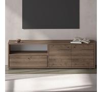 Oaki meuble tv avec placards et niche aspect bois de noyer 136cm