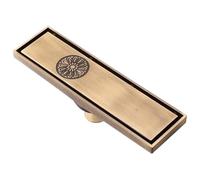 OAKJncjL Couvercle de Siphon de Douche, Laiton Antique 8x30cm Salle de Bains Douche linéaire Drain Sol Fil crépine égouttoir à déchets(8x30cm Antique 613a1)