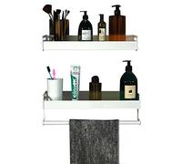 OAKJncjL Étagères de Salle de Bain, Support de Salle Bain sans perçage adhésif Blanc Support Mural Espace Aluminium for Cuisine et Bain-A_30CM(C,30CM)