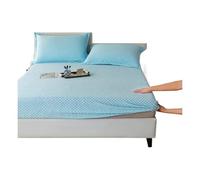 OAKJncjL Parure de lit Double, Drap-Housse en Velours uni, Couvre-Matelas d'hiver, sans taie d'oreiller, 1 pièce(Sky Blue,198x203cm 1pc)