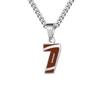 OAKKY 0-99 Athlètes Numéro Pendentif Collier pour Hommes Femmes Hip Hop Sports Rugby Football Anges Numéros 7 Colliers Acier Inoxydable avec Chaîne
