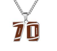OAKKY 0-99 Athlètes Numéro Pendentif Collier pour Hommes Femmes Hip Hop Sports Rugby Football Anges Numéros 70 Colliers Acier Inoxydable avec Chaîne