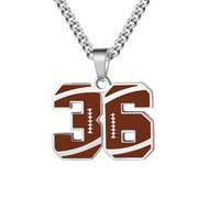 OAKKY 0-99 Athlètes Numéro Pendentif Collier pour Hommes Femmes Hip Hop Sports Rugby Football Anges Numéros 36 Colliers Acier Inoxydable avec Chaîne