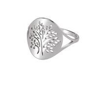 OAKKY 16mm Unique Plain Style Folklorique Découpage Forêts Famille l'arbre de Vie Couple Bague Unisex Acier Inoxydable Déclaration Argent Taille 62
