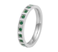 OAKKY 18K Or Plaqué Acier Inoxydable Demi Bague Éternité Multicolore Channel Set CZ Bague Empilable pour Femme Argent Vert Taille 57