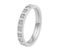 OAKKY 18K Or Plaqué Acier Inoxydable Demi Bague Éternité Multicolore Channel Set CZ Bague Empilable pour Femme Argent Blanc Taille 62