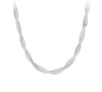OAKKY 2.5MM Hip Hop Classique Créatif 2-Couche Serpent Plat Tressé Collier Chaîne Unisexe en Acier Inoxydable Punk Bande de Déclaration Argent 19.7"