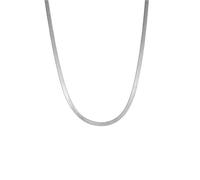 OAKKY 2MM Délicat Finesse Hip Hop Roche Lame Forme Plat Chevrons Serpent Ras de Cou Chaîne Collier Unisexe en Acier Inoxydable Argent 23.6"