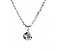 OAKKY 3D En Forme De Ballon De Football Pendentif Collier Élégant Acier Inoxydable Port Quotidien Ornement Pour Homme Et Femme Argent Petit Avec Chaîne