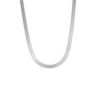 OAKKY 3MM Délicat Finesse Hip Hop Roche Lame Forme Plat Chevrons Serpent Ras de Cou Chaîne Collier Unisexe en Acier Inoxydable Argent 17.7"