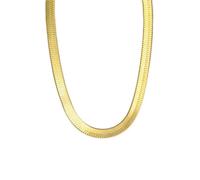 OAKKY 4MM Délicat Finesse Hip Hop Roche Lame Forme Plat Chevrons Serpent Ras de Cou Chaîne Collier Unisexe en Acier Inoxydable Or 23.6"