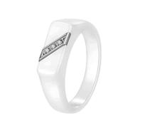 OAKKY 5MM Simple Classique Coupe Carrée Bord Biseauté Micro-sertie de Zirconia Anneau Couple Uni Unisexe en Acier Inoxydable Alliance de Mariage Blanc Taille 60