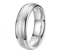 OAKKY 6mm Acier Inoxydable Bagues Couple avec Finition Centrale Mate Simple Ensemble Bande Correspondante pour Lui et Elle Minimaliste Empilable Usage Quotidien Argent Taille 54
