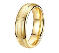 OAKKY 6mm Acier Inoxydable Bagues Couple avec Finition Centrale Mate Simple Ensemble Bande Correspondante pour Lui et Elle Minimaliste Empilable Usage Quotidien Or Taille 52