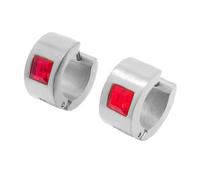 OAKKY 7MM Chunky Simple Hip Hop Carré Coloré Strass Incrustation Petit Huggie Hoop C-en Forme de Couple Boucle d'Oreille Unisexe en Acier Inoxydable Rouge Argent