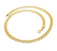 OAKKY 7MM Classique Rock Hip Hop Bijoux Solide Plian Chunky Plat Lien Chaîne Collier Unisexe en Acier Inoxydable Fait À La Main Confort Fit Or 17.7"
