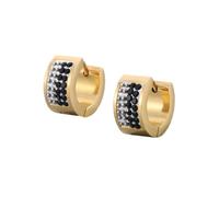 OAKKY 7MM Créatif Cool Coloré Plein Cristal Doublé Petit Huggie Hoop Rond en Forme Couple Boucle d'Oreille Unisexe en Acier Inoxydable Stud Crochet Clip Noir Or