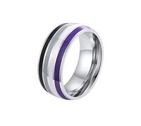 OAKKY 8mm Unique Cool Émail Colorée Rayures Homosexuels LGBT Gay Fierté Bague Unisex Acier Inoxydable Éternité Couple Alliances Asexuel Taille 65
