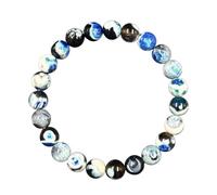 OAKKY 8mm Unisex Bracelet à Perles de Pierre Rondes | Cordon Élastique Ajustable, Bracelet Motif Marbre, Esthétique Minimaliste Épurée