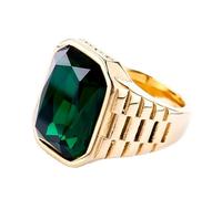 OAKKY Acier Inoxydable Bague Cachet Multicolore Gemme pour Homme Simple Tendance Statement Bande Mariage Or Vert Taille 54