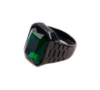 OAKKY Acier Inoxydable Bague Cachet Multicolore Gemme pour Homme Simple Tendance Statement Bande Mariage Noir Vert Taille 70
