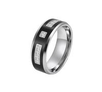 OAKKY Acier Inoxydable Bague Homme Promesse Alliance Bicolore avec Zirconia Bijou Minimaliste Unique Argent Noir Taille 62