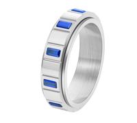 OAKKY Acier Inoxydable Bague Rotative pour Femme Coupe Rectangulaire Zircone Cubique Bande Éternité avec Fonction Spinner