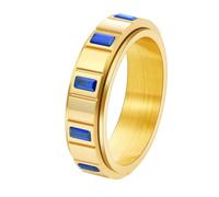 OAKKY Acier Inoxydable Bague Rotative pour Femme Coupe Rectangulaire Zircone Cubique Bande Éternité avec Fonction Spinner