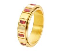 OAKKY Acier Inoxydable Bague Rotative pour Femme Coupe Rectangulaire Zircone Cubique Bande Éternité avec Fonction Spinner