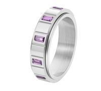 OAKKY Acier Inoxydable Bague Rotative pour Femme Coupe Rectangulaire Zircone Cubique Bande Éternité avec Fonction Spinner