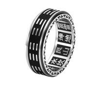 OAKKY Acier Inoxydable Bague Taiji Bagua I Ching Bague Tournante Fidget Spinner Méditation Yin Yang Taoïsme Philosophie Bijou pour Hommes Femmes Taille 52