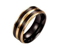 OAKKY Acier Inoxydable Or Plaqué Bande Mariage pour Homme Double Rainure Bague Simple Bijoux Minimalistes pour Couple Or Taille 60